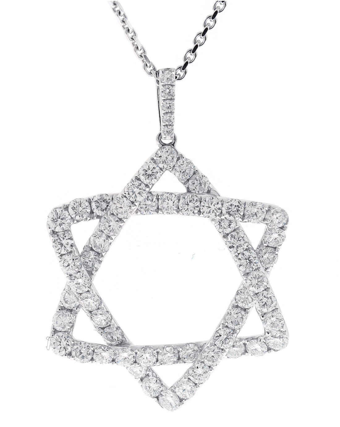 18kt White Gold Diamond Jewish Star Pendant