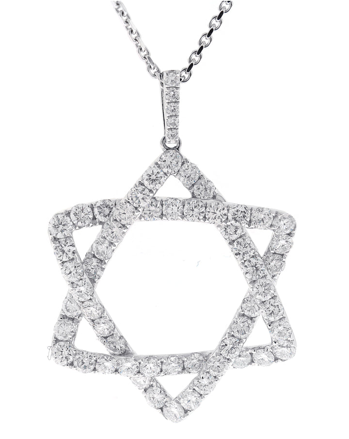 18kt White Gold Diamond Jewish Star Pendant