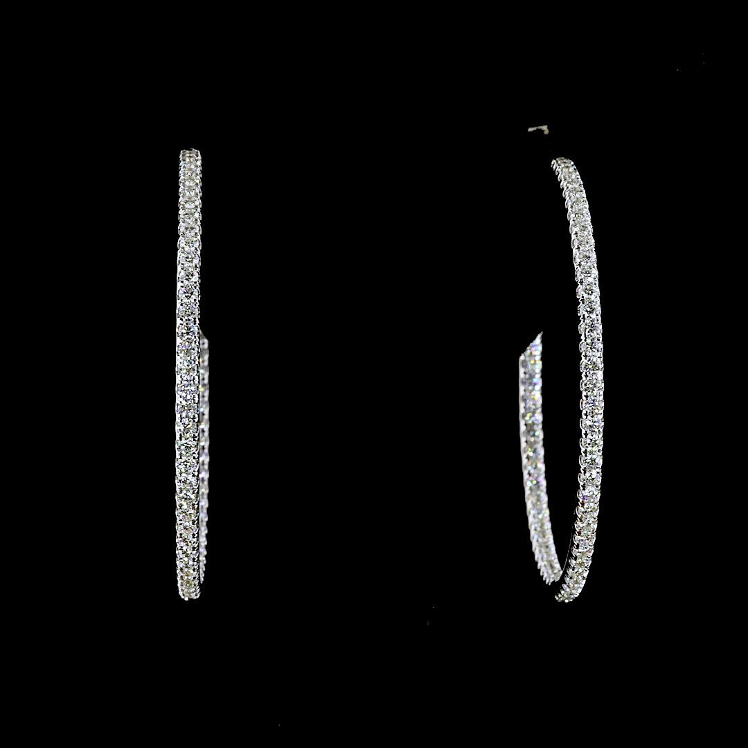 14kt White Gold Lab Diamond Hoops