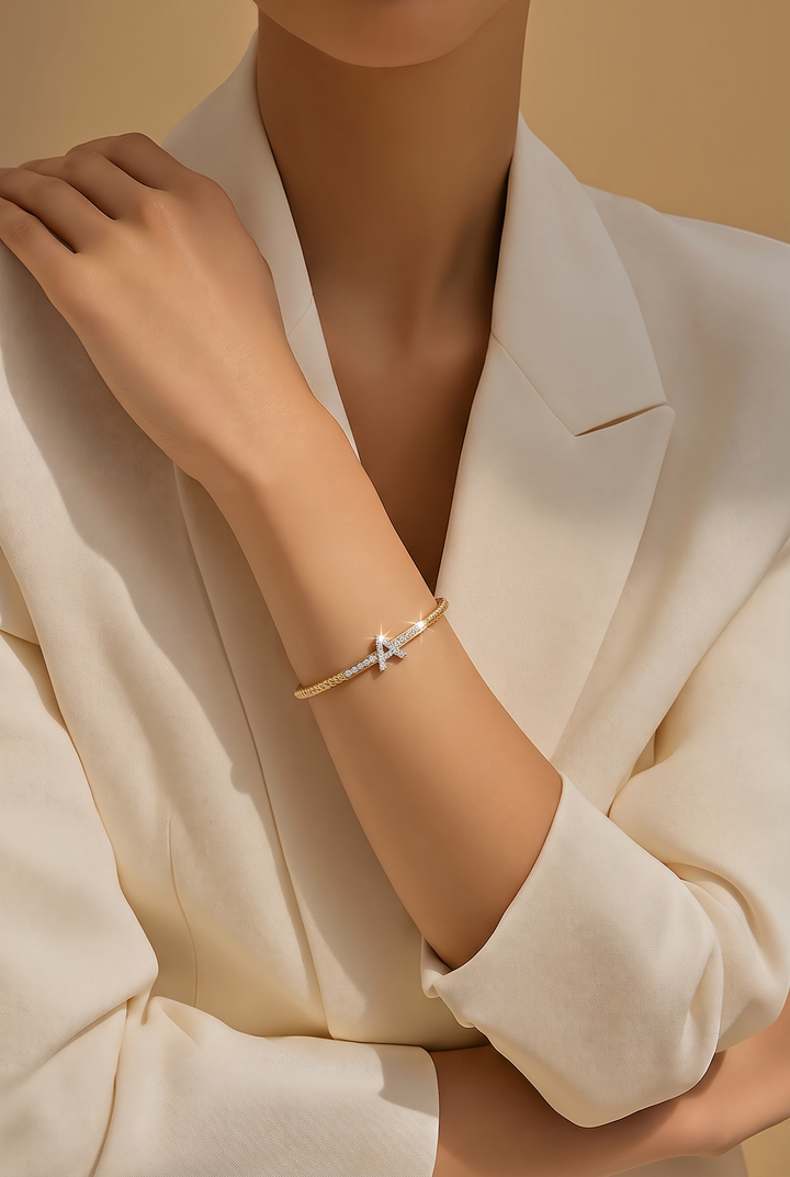 18kt Yellow And White Gold Diamond Bangle