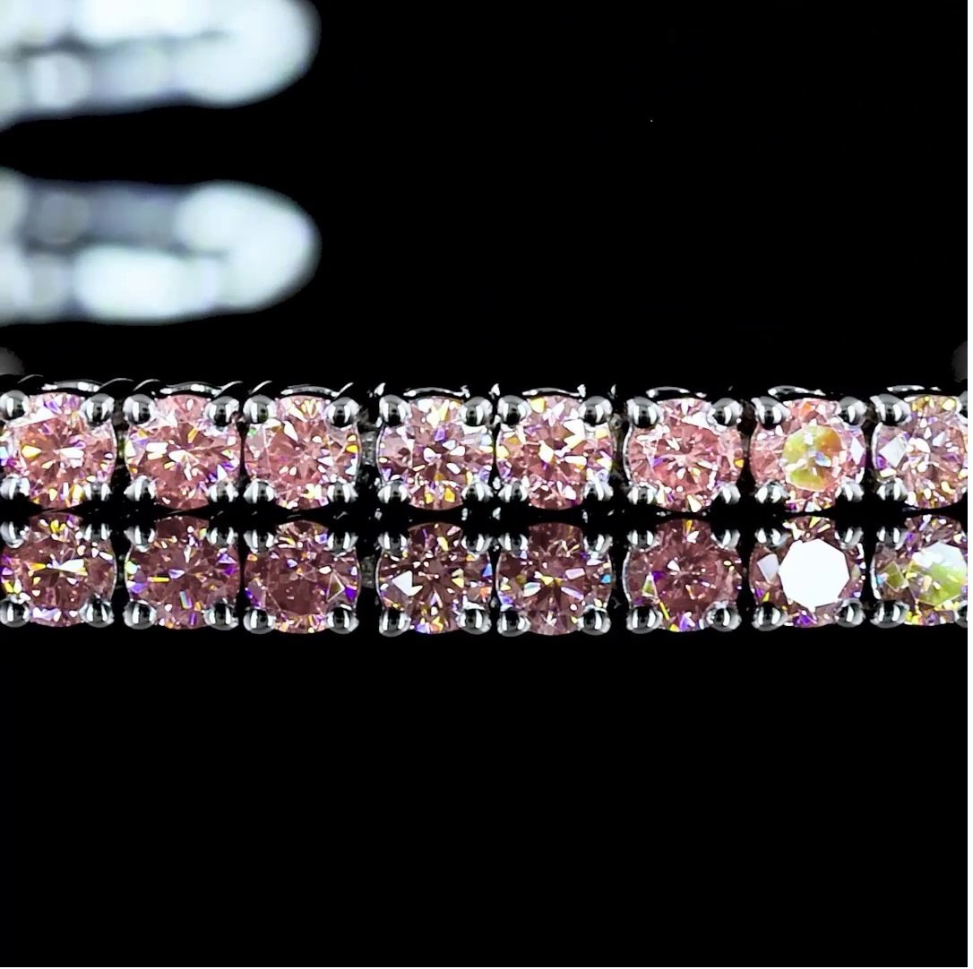 14kt White Gold Lab Pink Diamond Tennis Bracelet