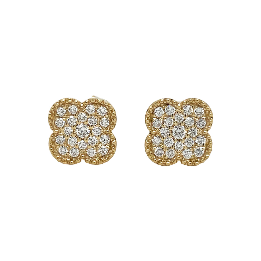 18kt Yellow Gold Diamond Flower Earrings