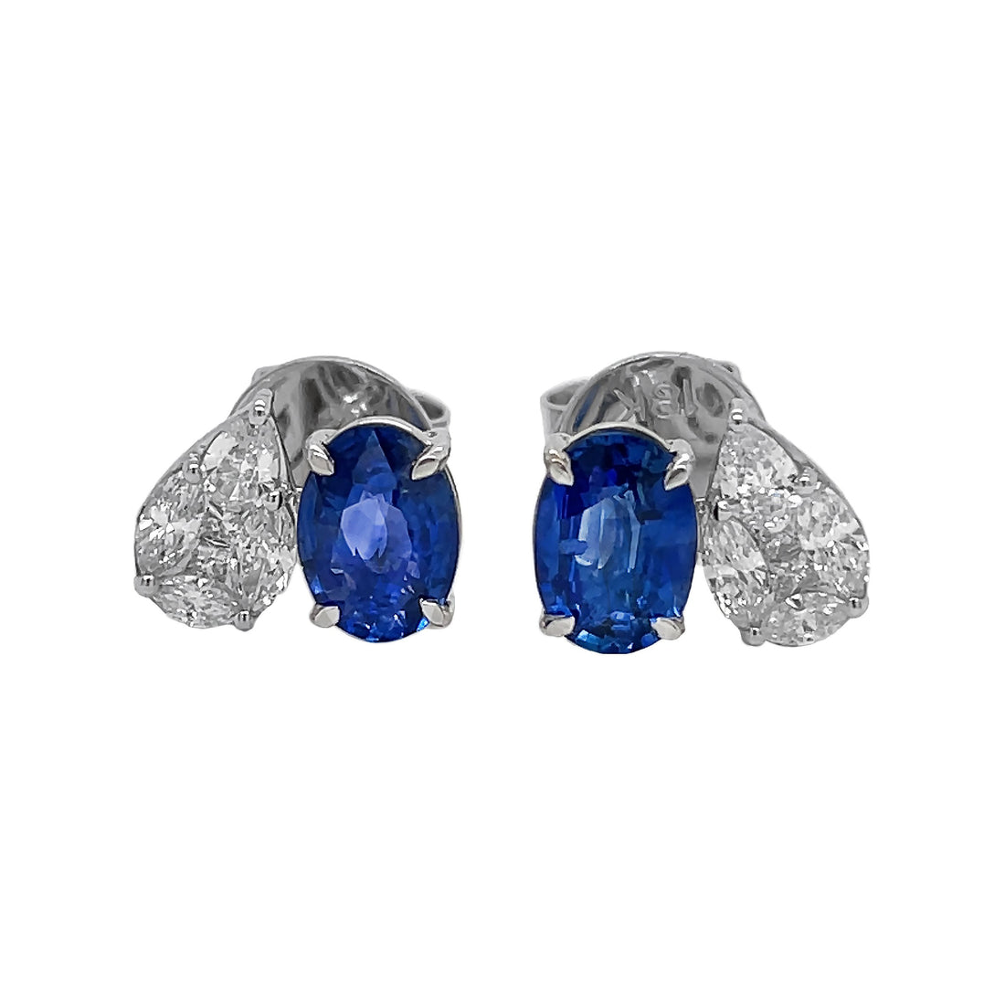 18kt White Gold Diamond and Blue Sapphire Earrings