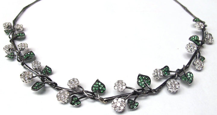 18kt Black Gold Diamond Tsavorite Necklace