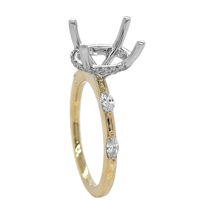 18kt yellow and white gold  diamond semi-mount