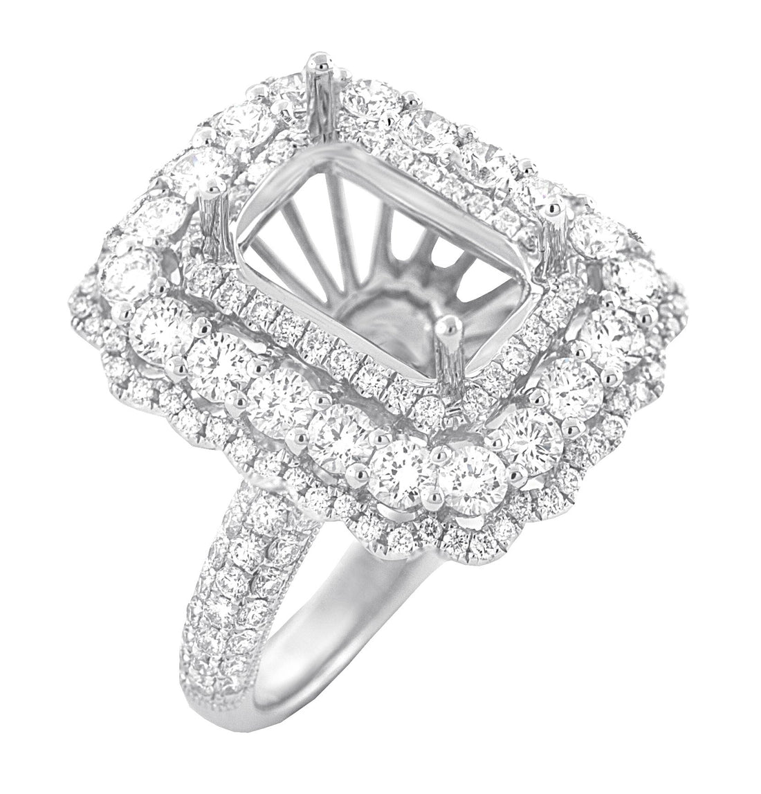 18kt White Gold Diamond Halo Semi Mount