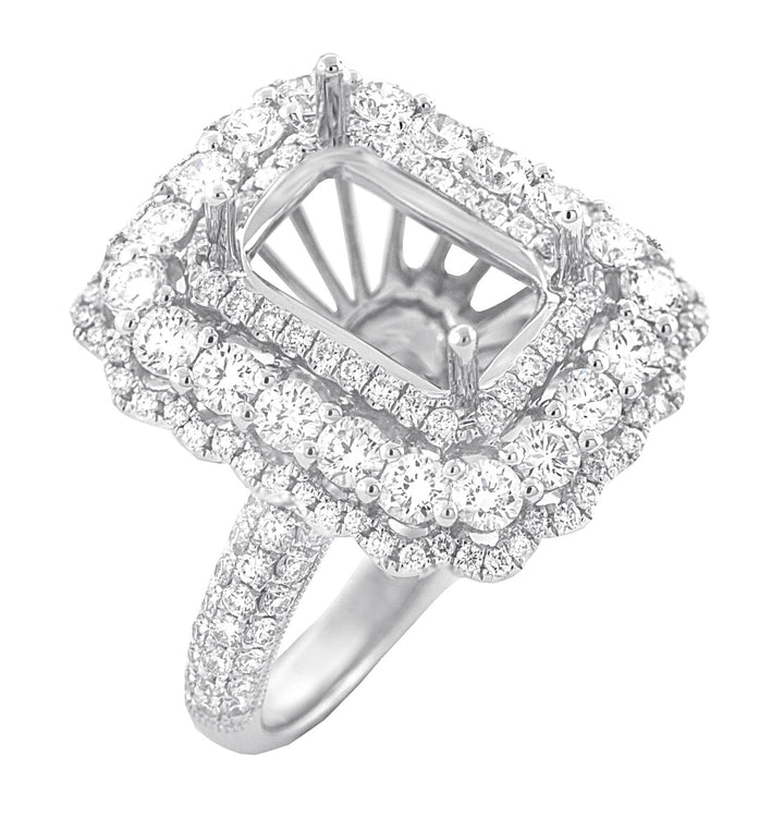 18kt White Gold Diamond Halo Semi Mount
