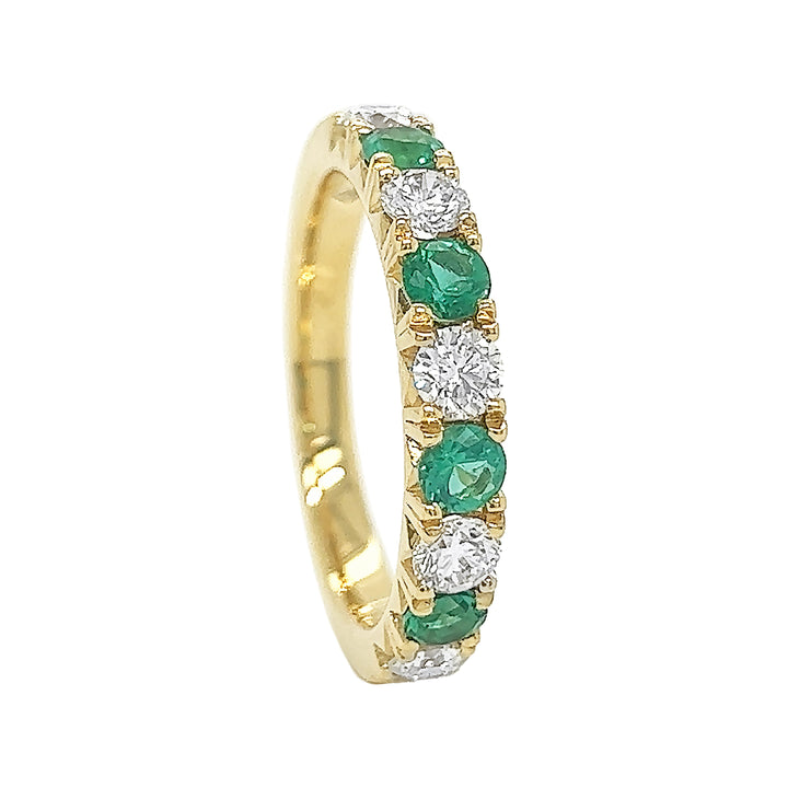 18kt Yellow Gold Diamond And Emerald Band