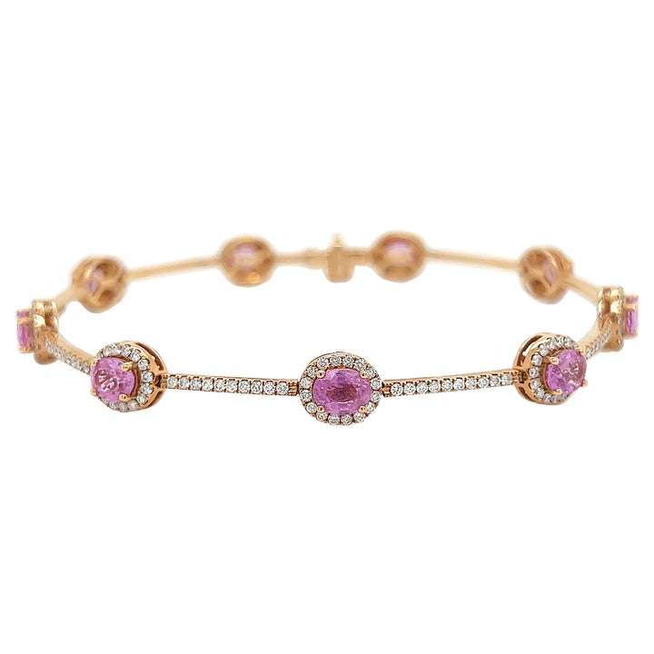 18kt Rose Gold Diamond And Sapphire Bracelet