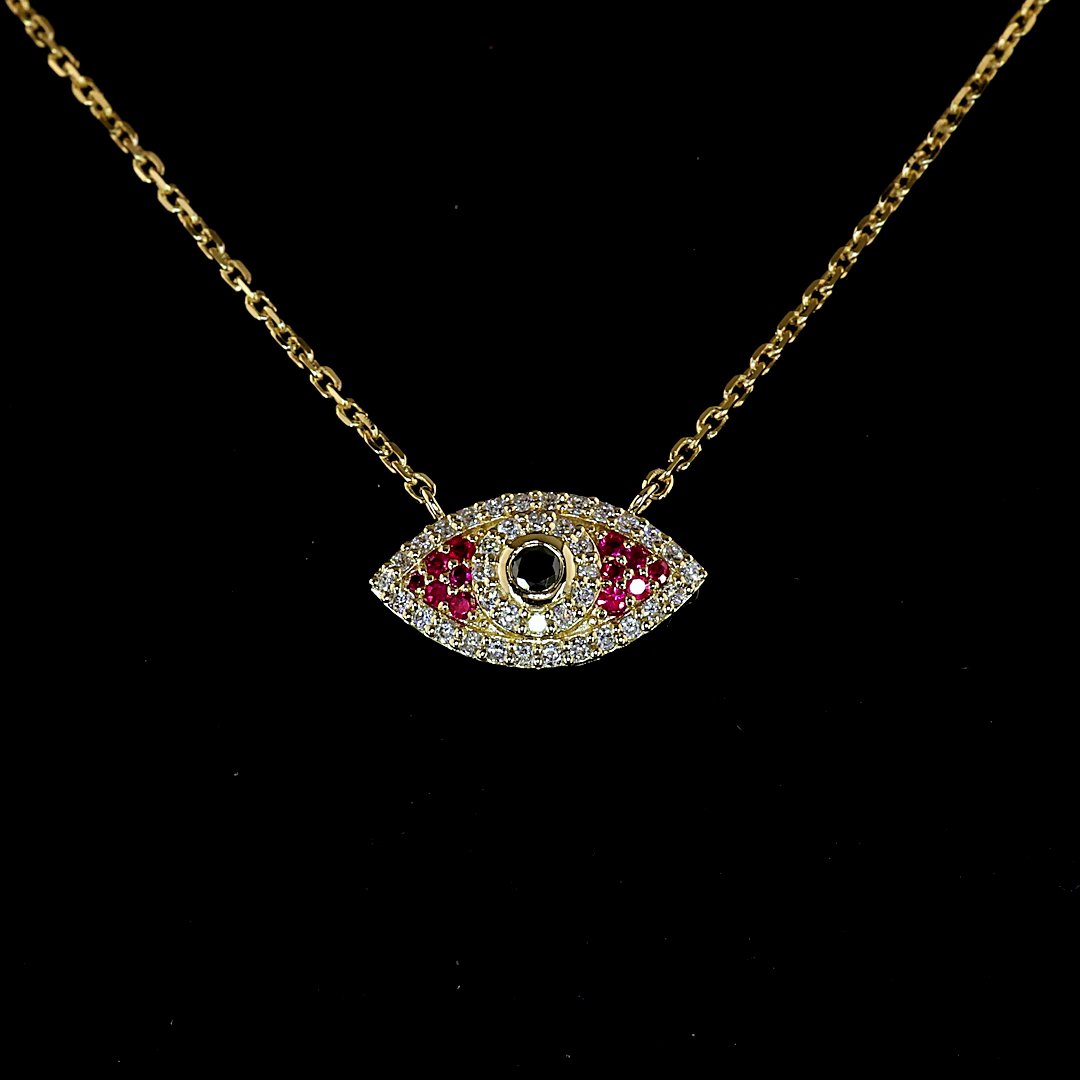 14kt Yellow Gold Lab Diamond And Ruby Pendant