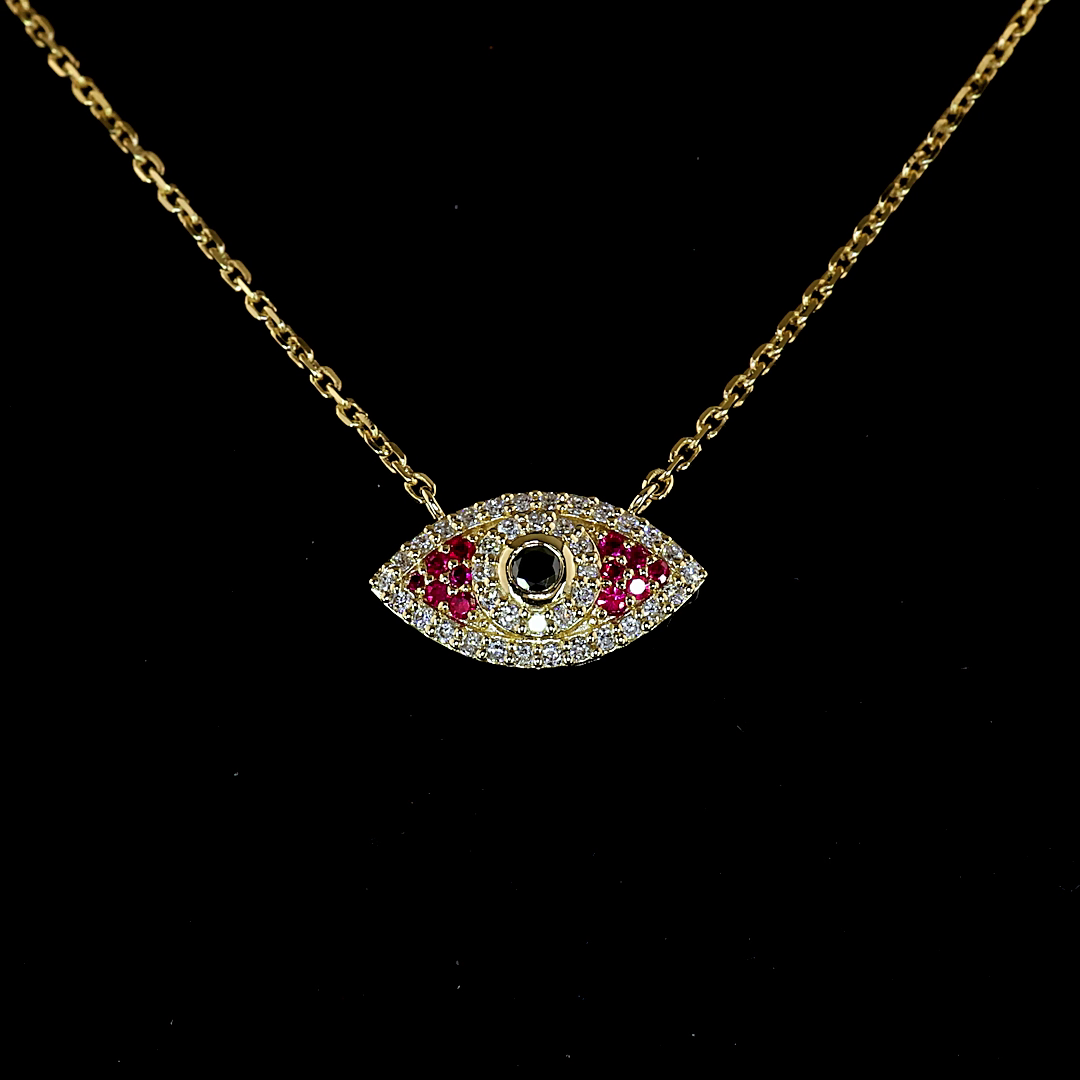 14kt Yellow Gold Lab Diamond And Ruby Pendant