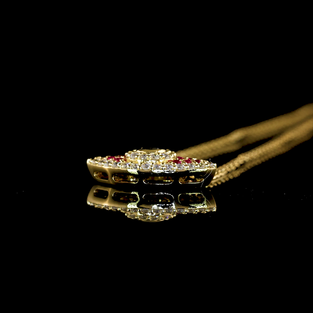 14kt Yellow Gold Lab Diamond And Ruby Pendant