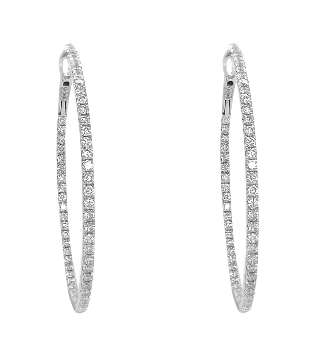 18kt White Gold Diamond Hoops