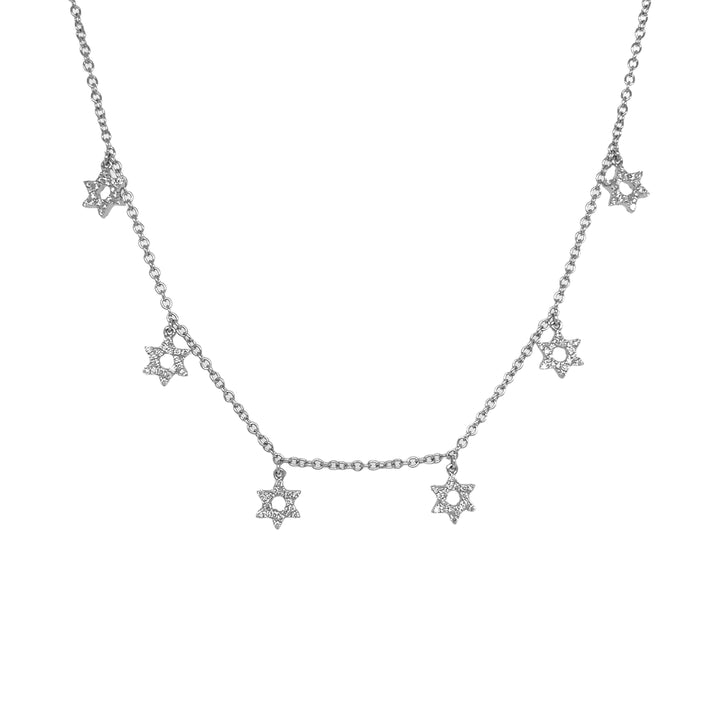 18kt White Gold Diamond Dangling Star Necklace