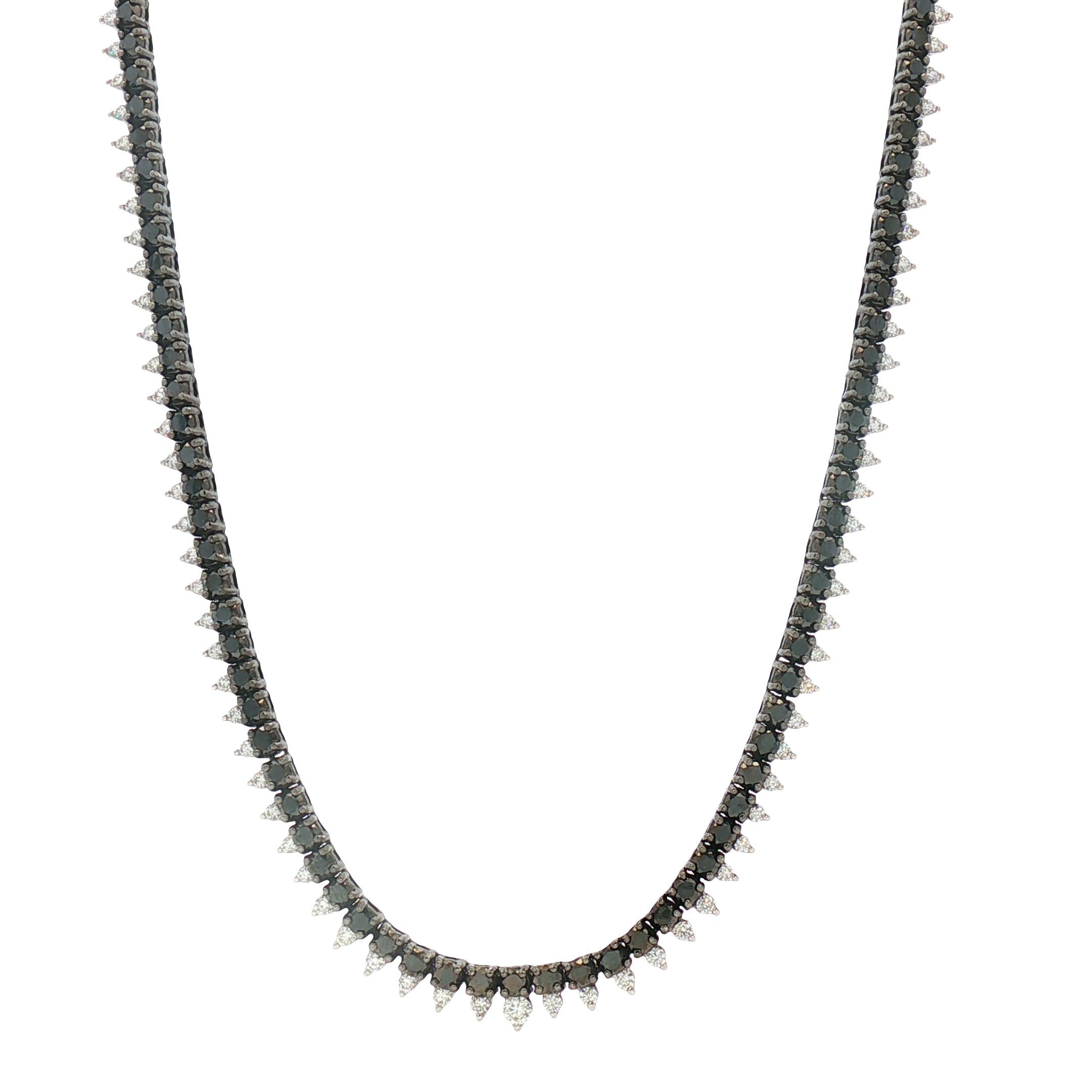 18kt Black And White Gold Diamond Tennis Necklace
