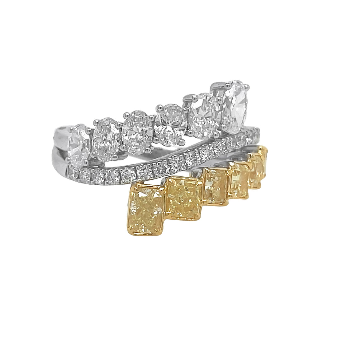 18kt Yellow And White Gold Diamond And Yellow Diamond Ring