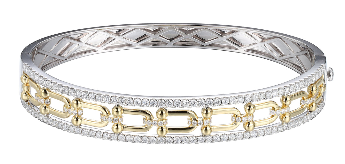 18kt White and Yellow Gold Diamond Bangle