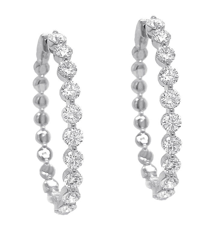 18kt White Gold Diamond Hoops