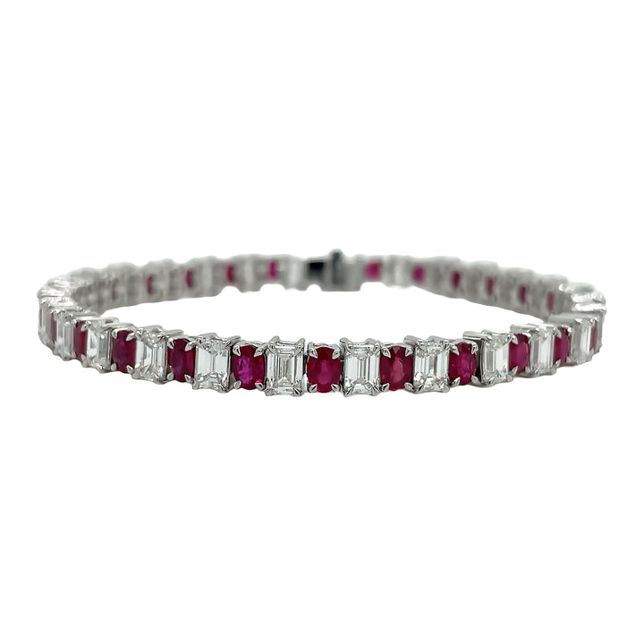 18kt White Gold Diamond And Ruby Tennis Bracelet