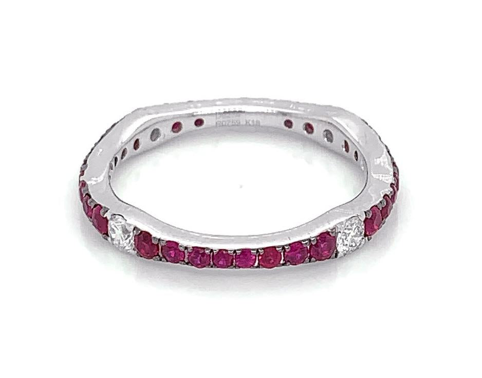 18kt White Gold Diamond and Ruby Band