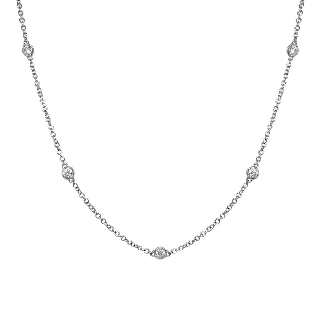 18kt White Gold Diamond By The Inch Necklace