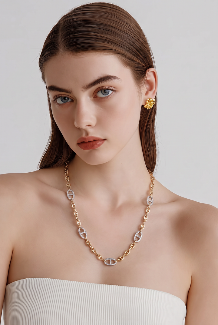 18kt Yellow And White Gold Diamond Necklace