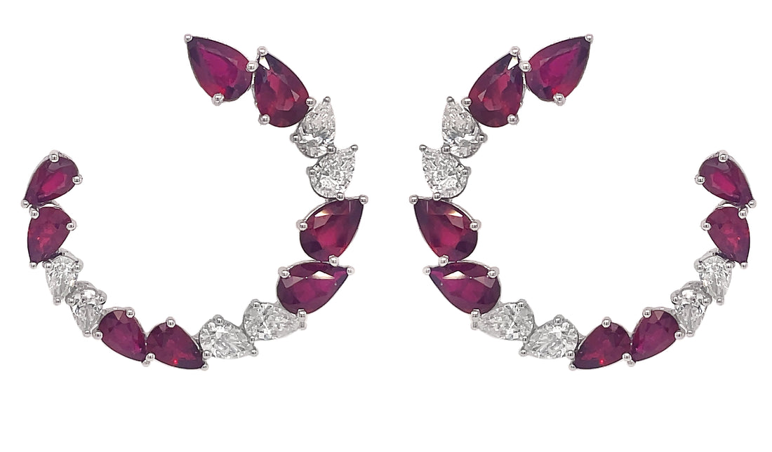 18kt White Gold Diamond And Ruby Earrings