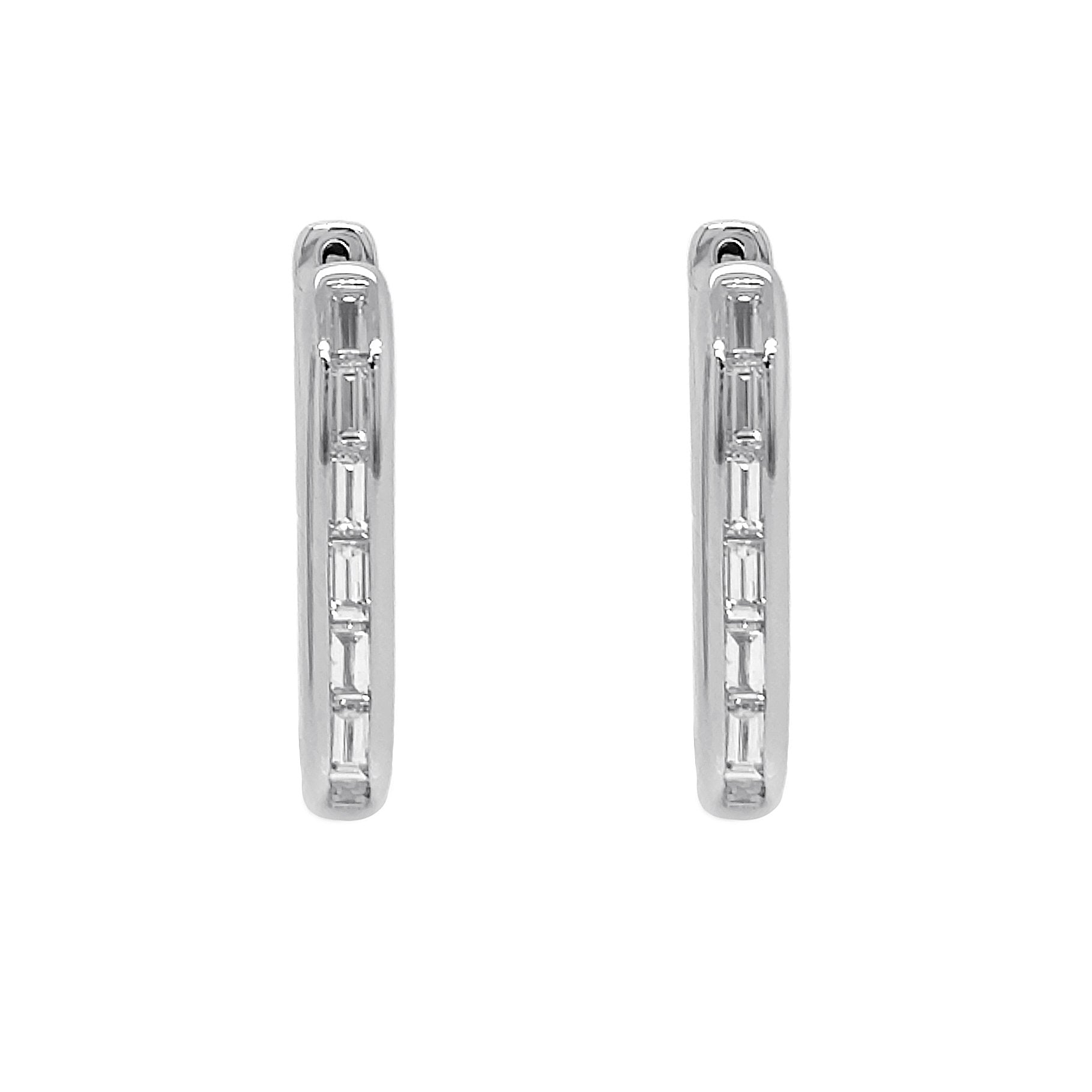 18kt White Gold Diamond Hoops