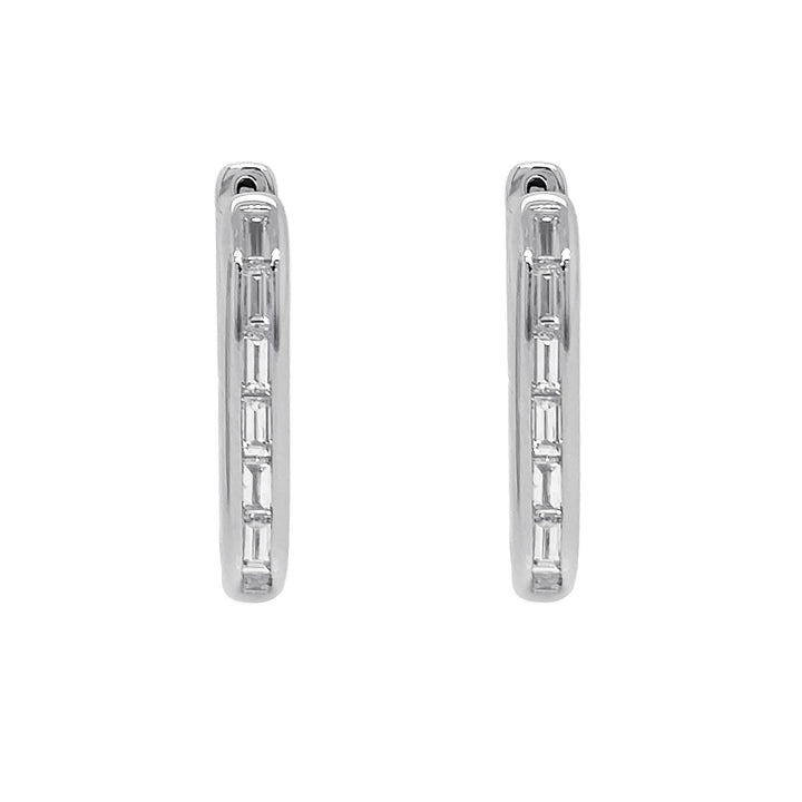 18kt White Gold Diamond Hoops