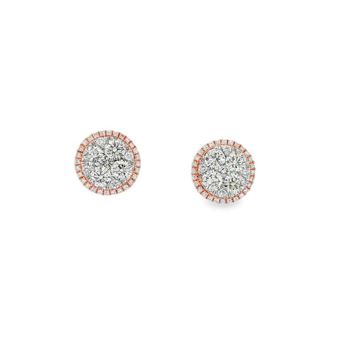 18kt Rose And White Gold Diamond Earrings