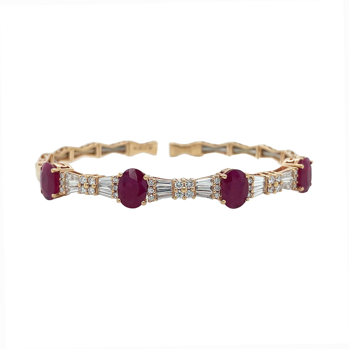 18kt Rose Gold Diamond and Ruby Bangle
