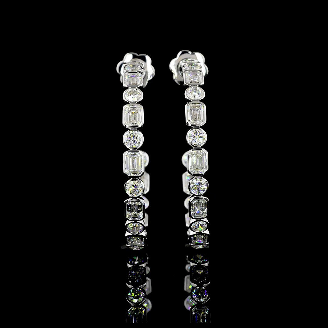 14kt White Gold Lab Diamond Hoops