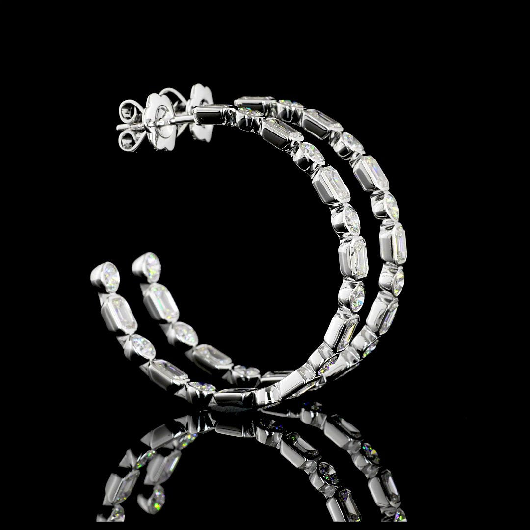 14kt White Gold Lab Diamond Hoops