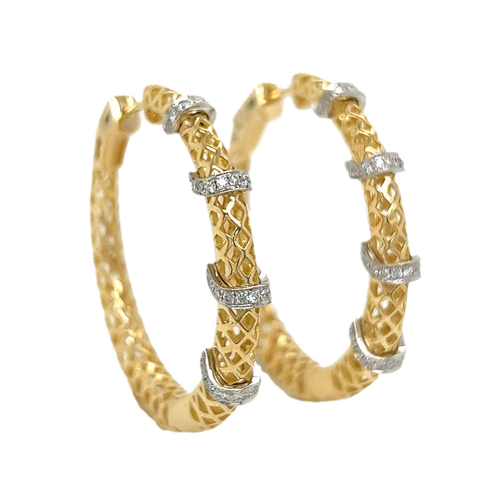 18kt Yellow Gold Diamond Hoops