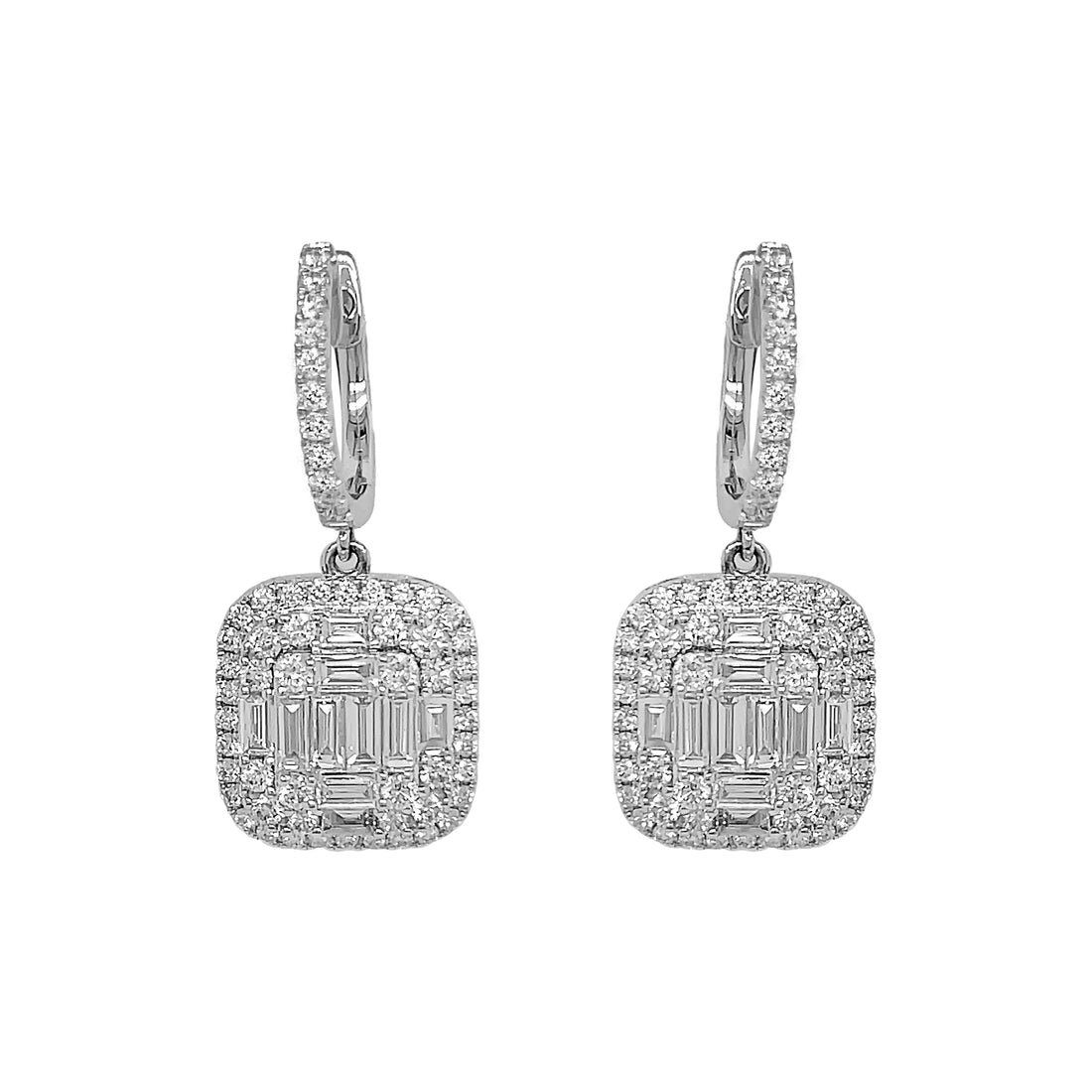 18kt White Gold Diamond Dangling Earrings