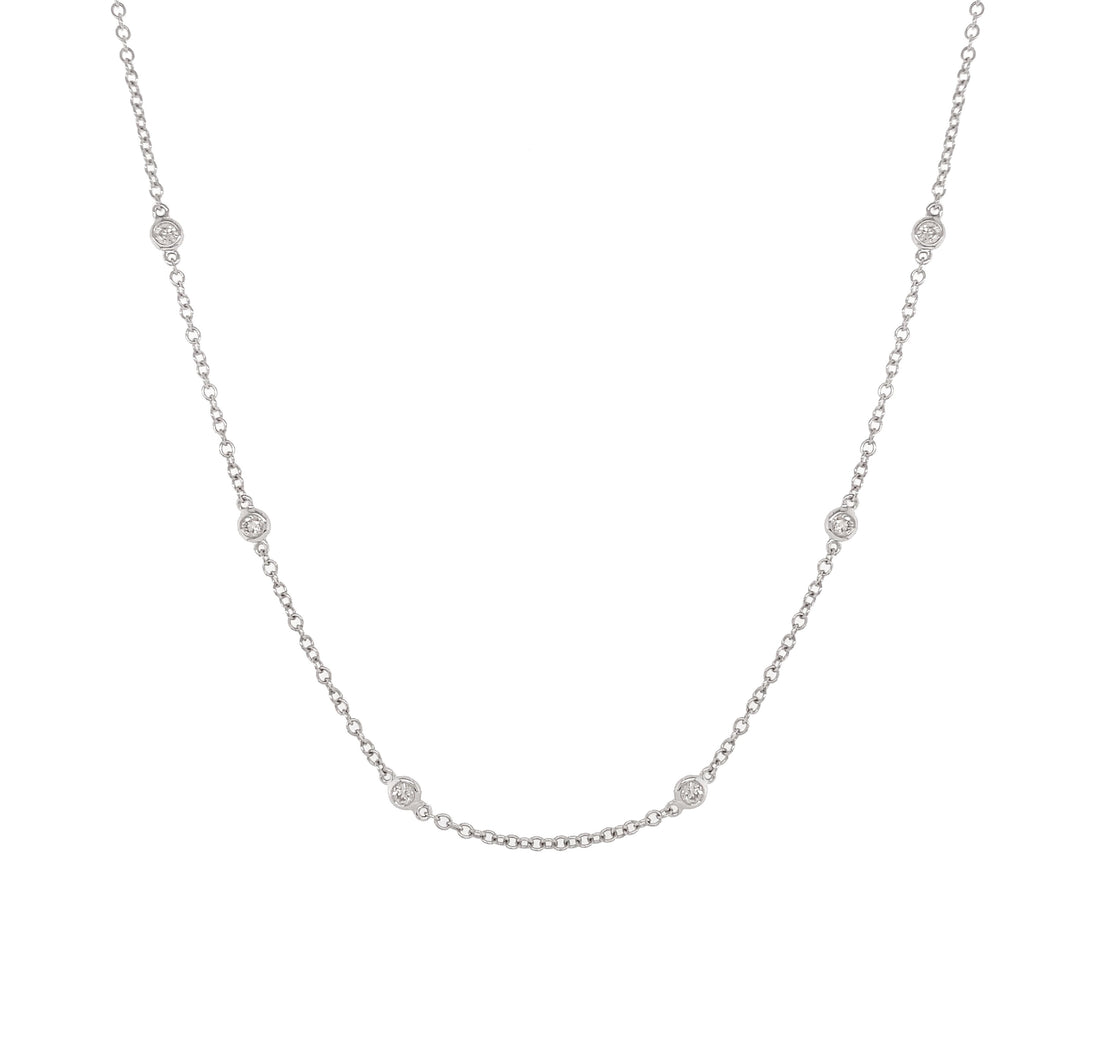 18kt White Gold Diamond By The Inch Necklace