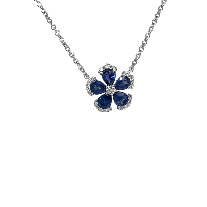 18kt White Gold Diamond and Blue Sapphire Pendant