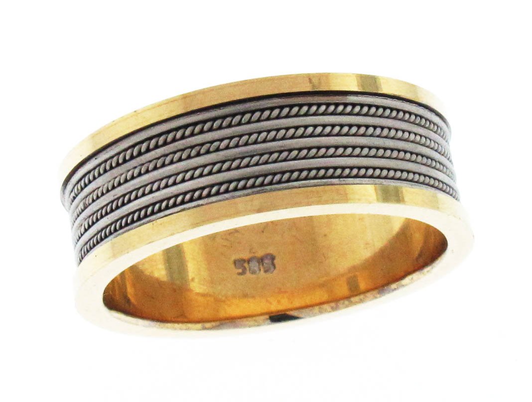 14kt Two Tone Gold Mens Wedding Band