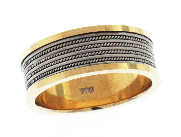 14kt Two Tone Gold Mens Wedding Band