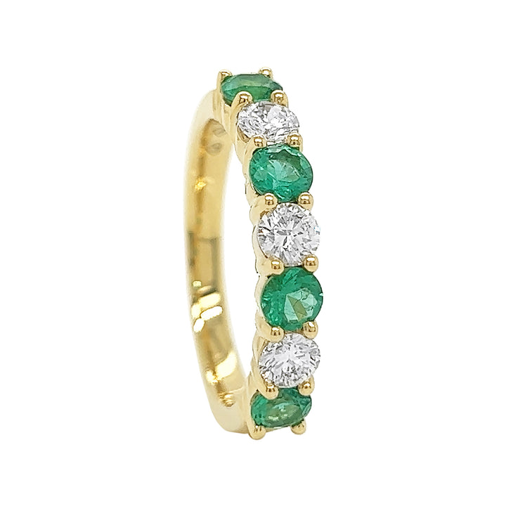 18kt Yellow Gold Diamond And Emerald Band
