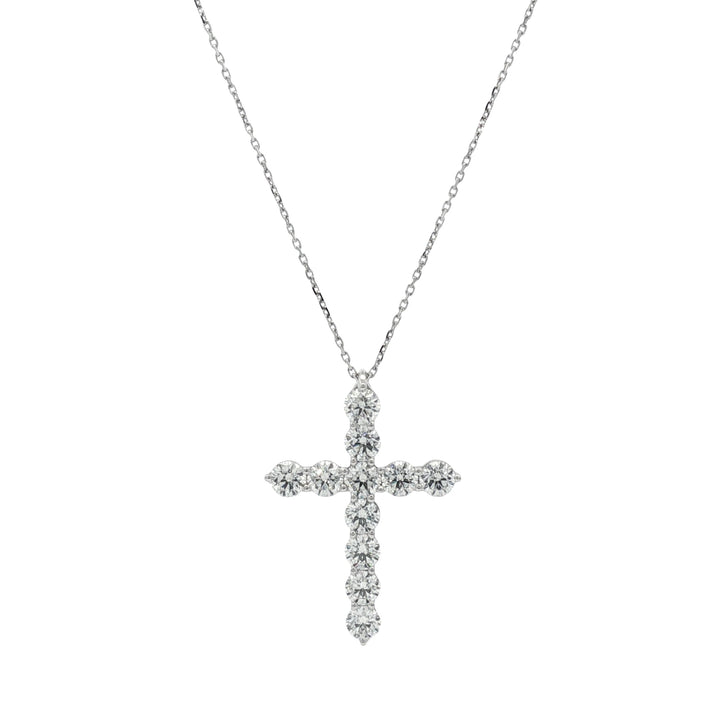 14kt White Gold Lab Cross Diamond Pendant