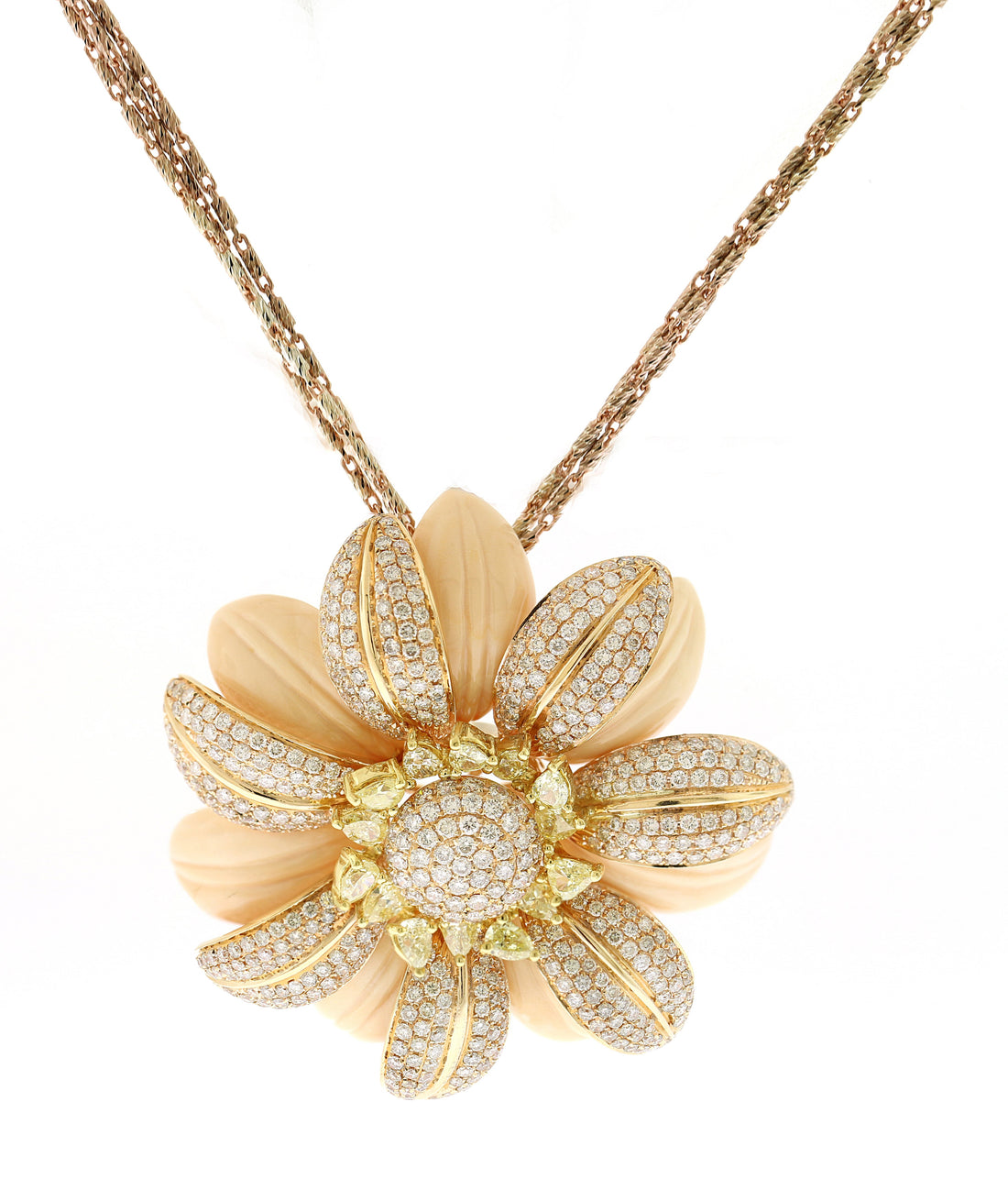 18kt Rose Gold Diamond Flower Pendant