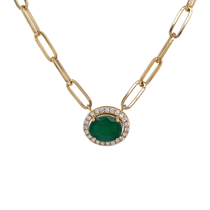 18kt Yellow Gold Diamond And Green Emerald Pendant