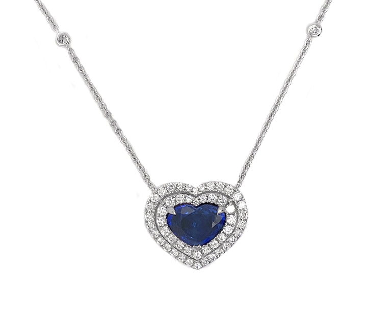 18kt White Gold Diamond and Sapphire Pendant
