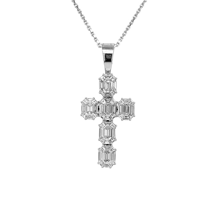 18kt White Gold Diamond Cross Pendant