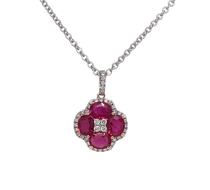 18kt White Gold Diamond And Ruby Pendant