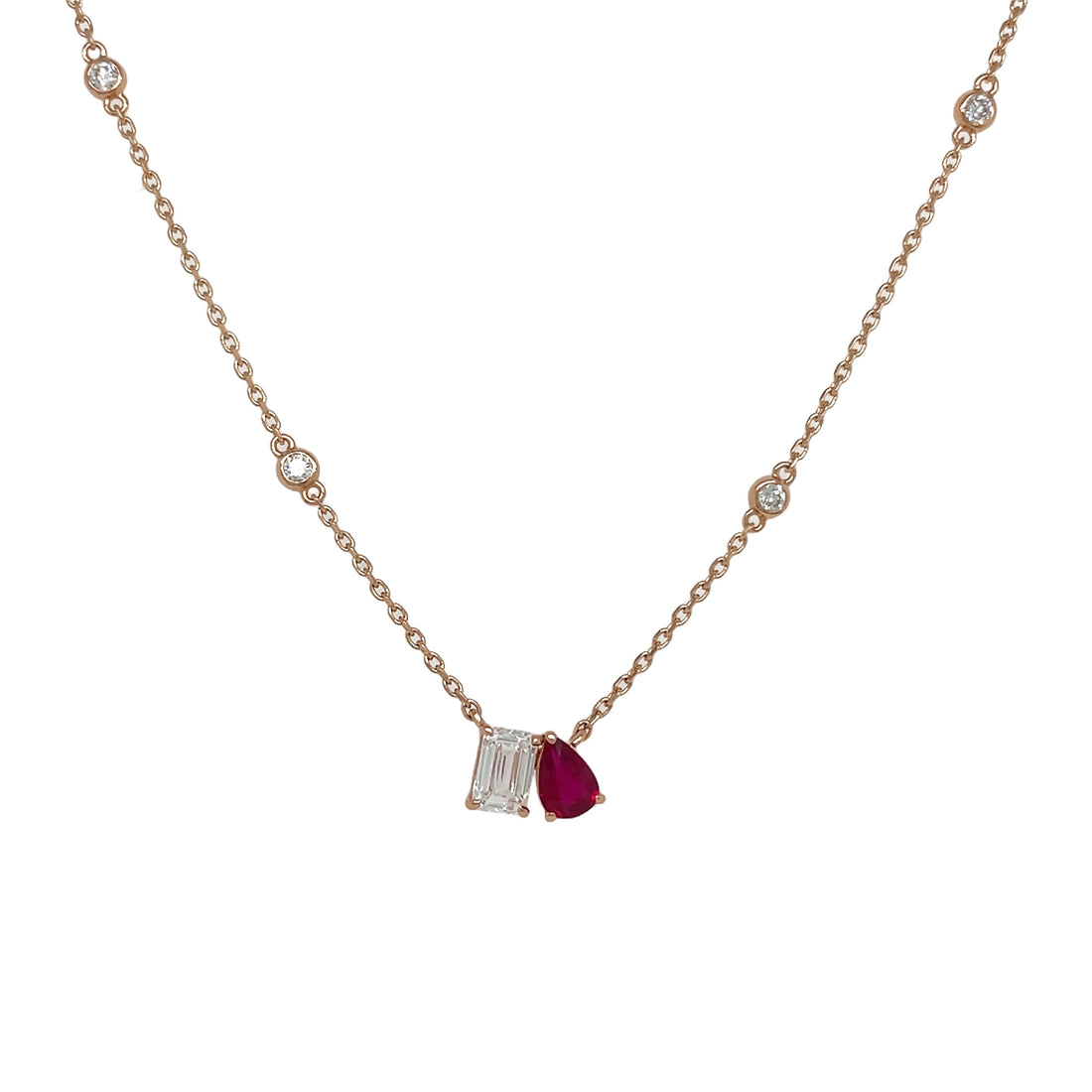 18kt Rose Gold Diamond and Ruby Pendant