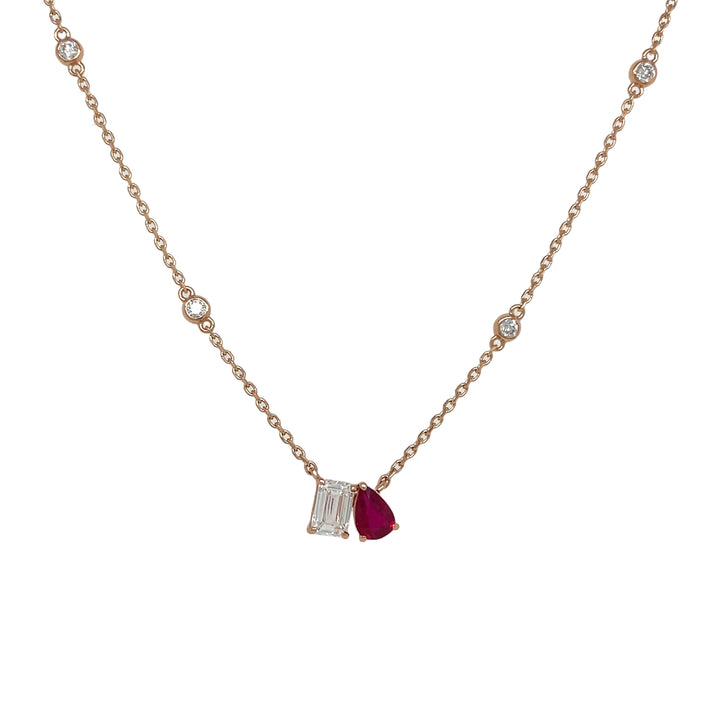 18kt Rose Gold Diamond and Ruby Pendant