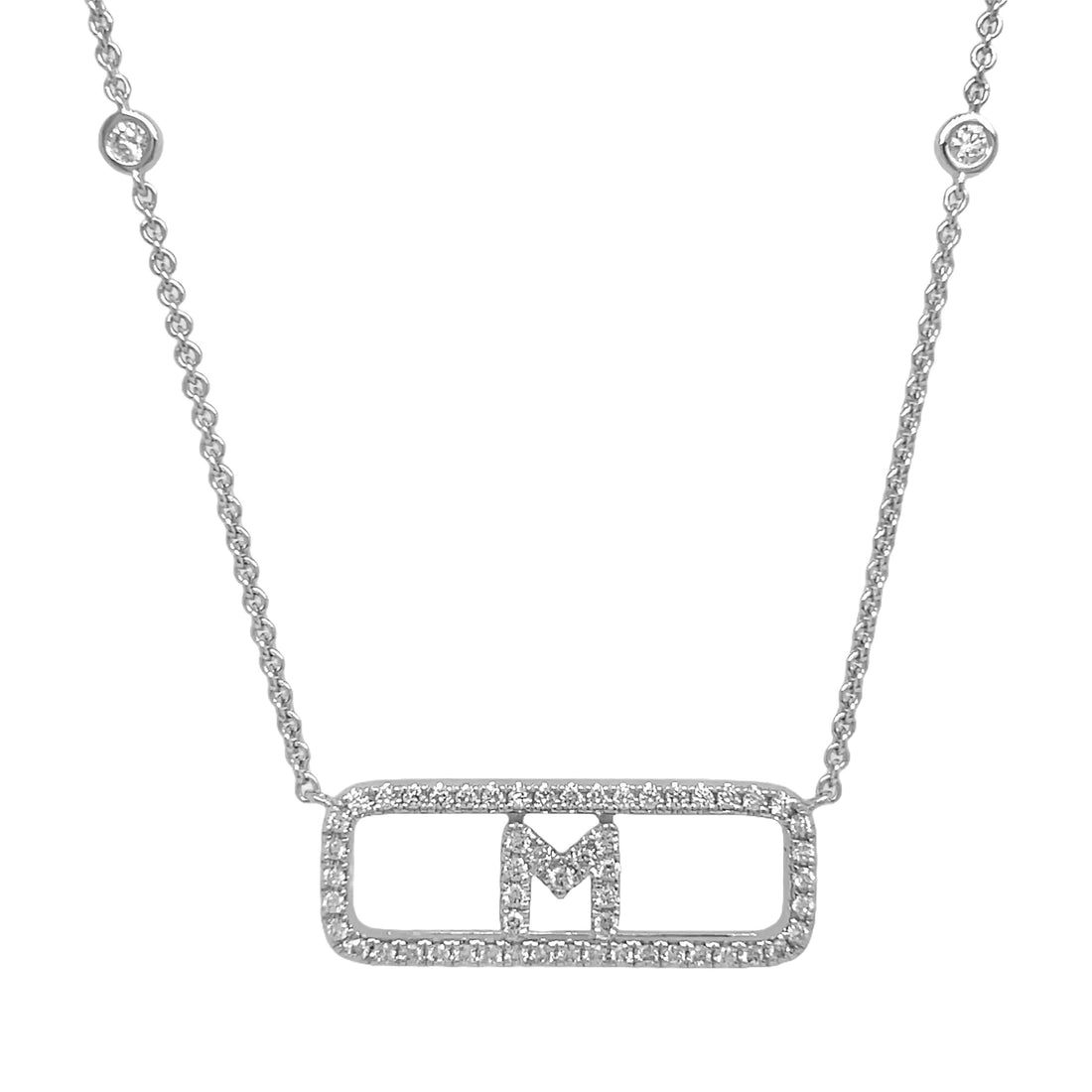 18kt White Gold Diamond Initial "M" Pendant