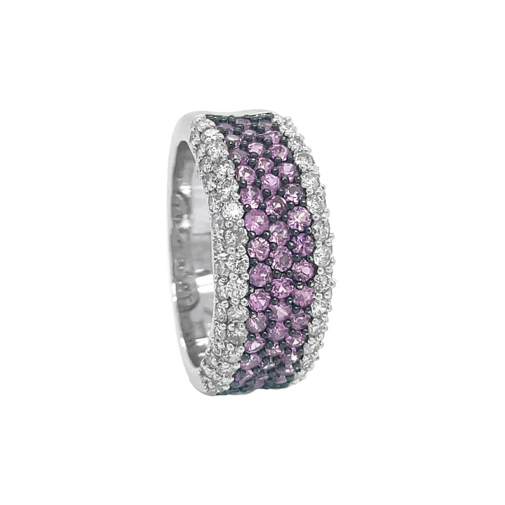 18kt White Gold Diamond and Pink Sapphire Ring